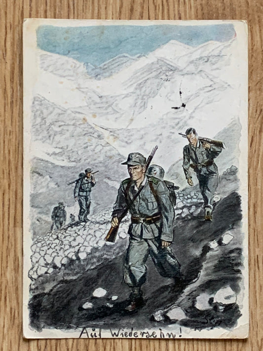 German Mountain troops art postcard