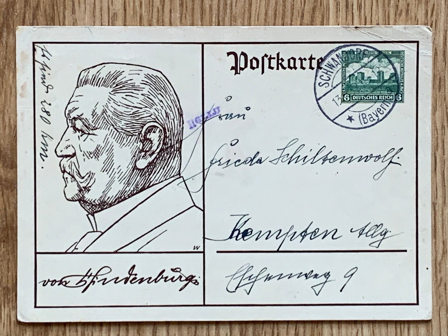 President Hindenburg art postcard