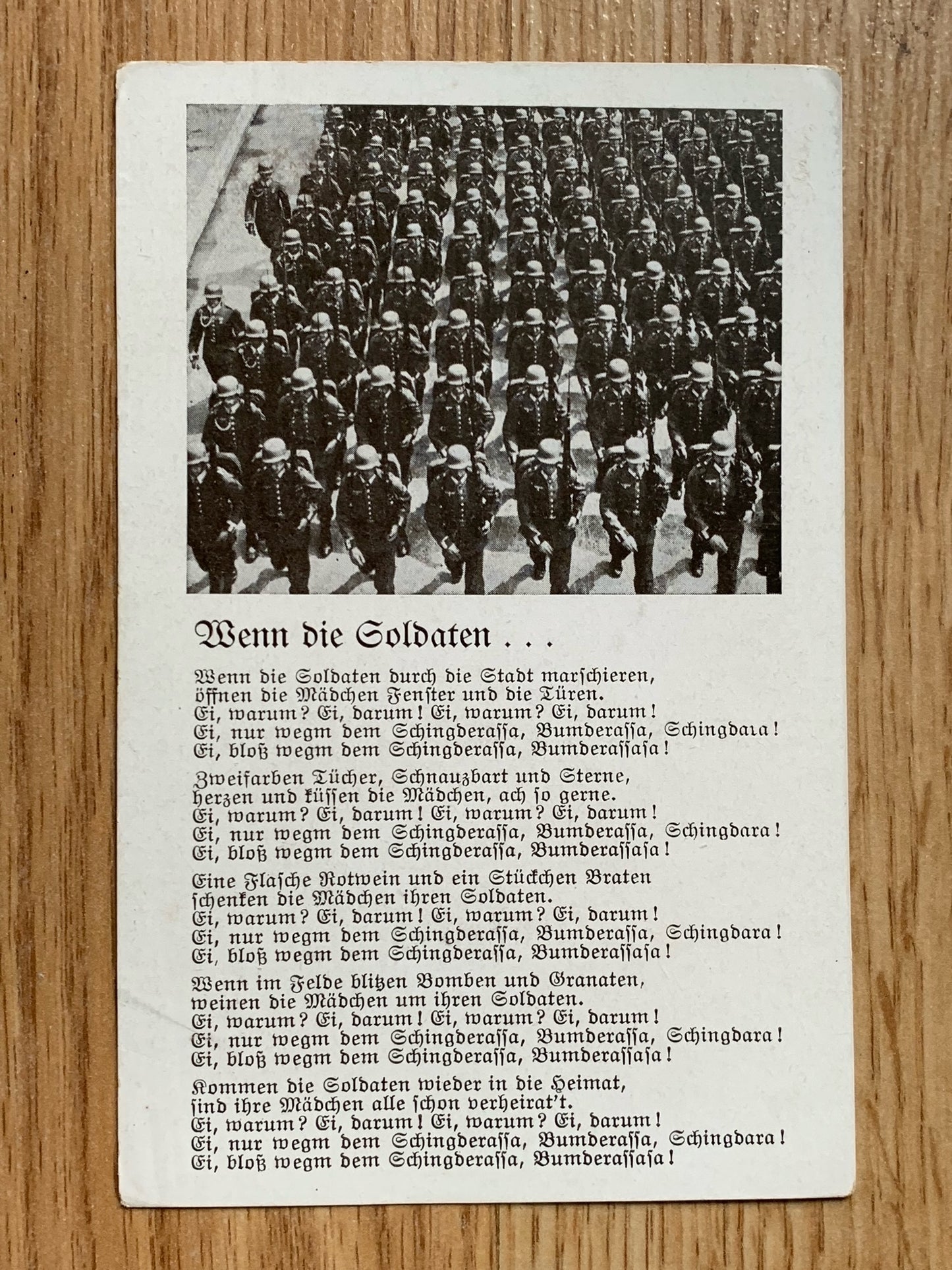 Infantry marching song postcard