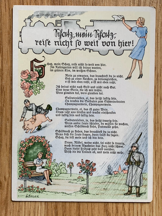 Wehrmacht artwork song postcard