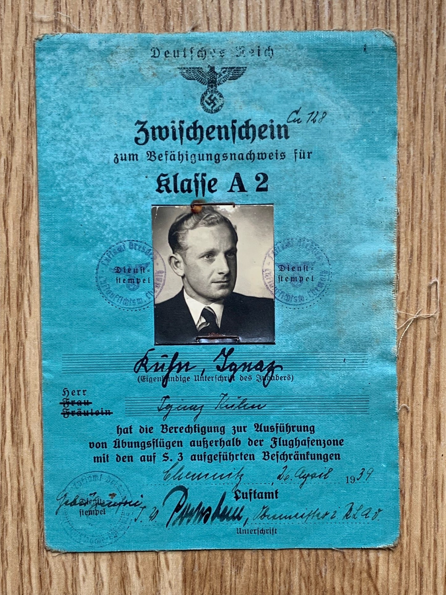 WW2 Civilian German Pilots license