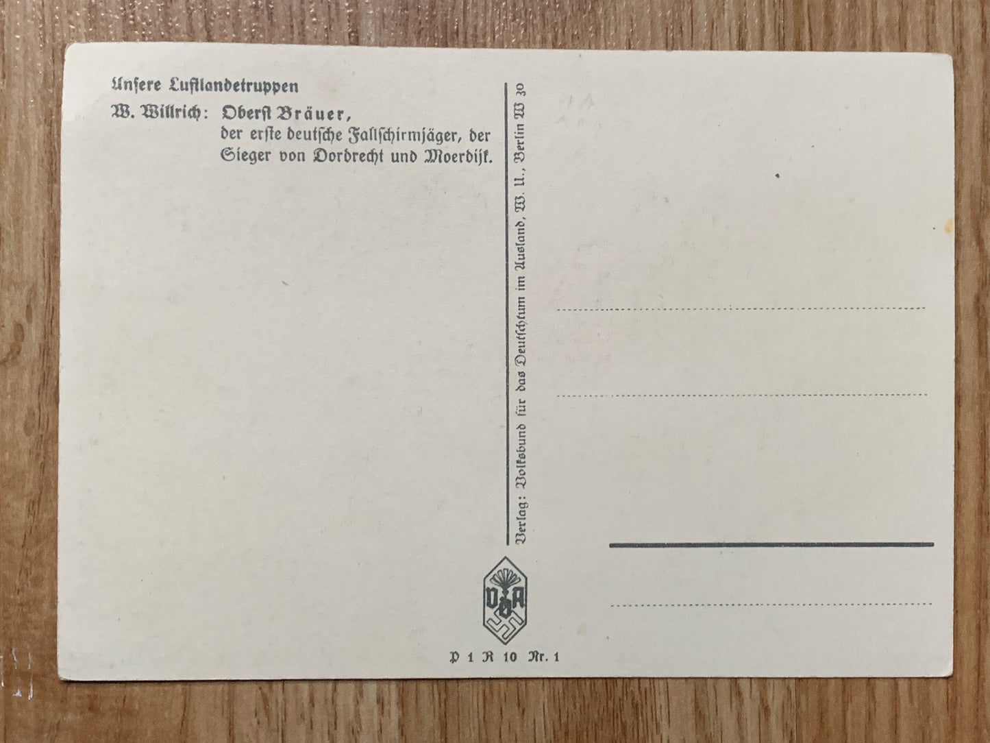 Luftwaffe artwork postcard - Oberst Bruno Bräuer – ABmilitaria