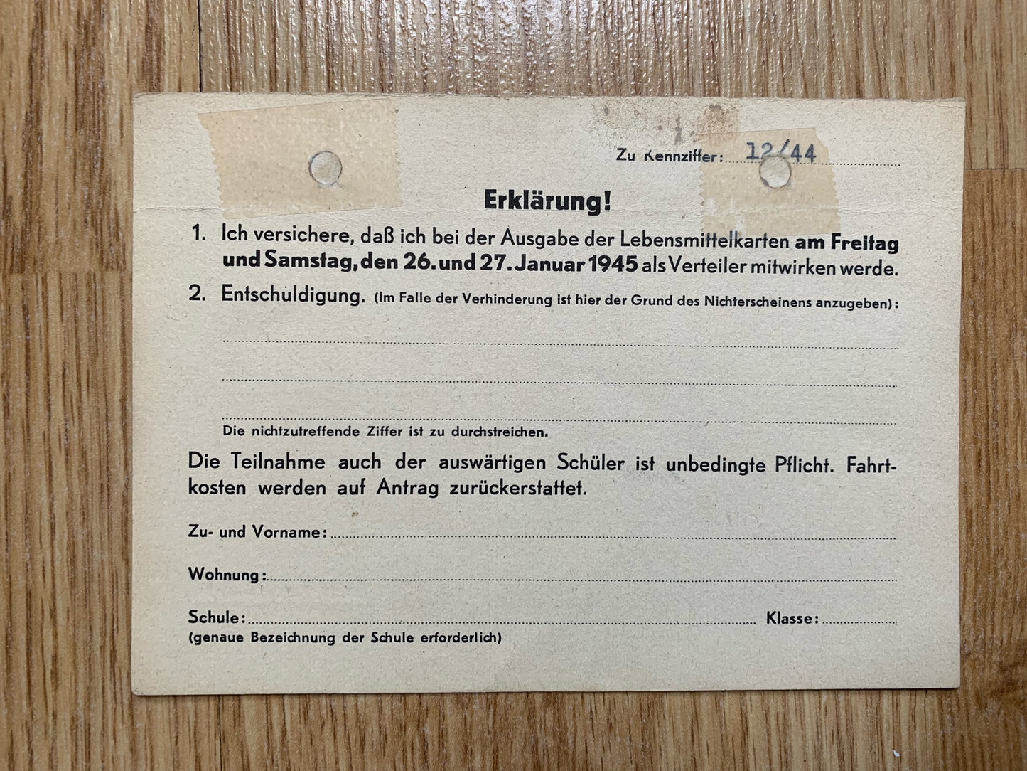 WW2 German ration card distributor postcard