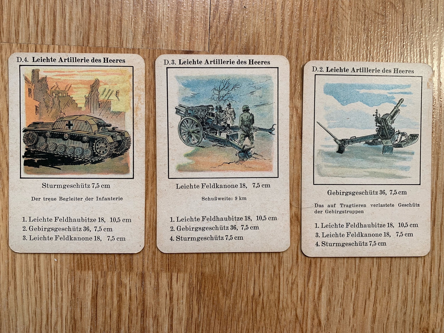 7 WW2 German playing card - Waffenquartett des Heeres