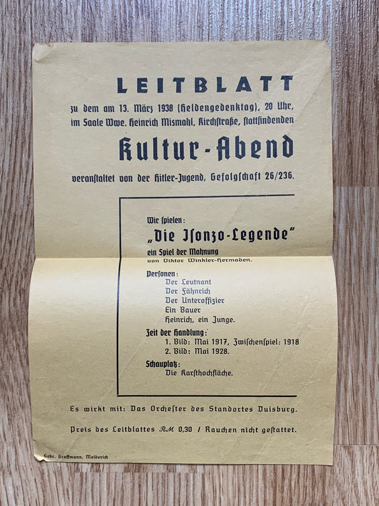HJ leaflet - 1938 theatre invitation