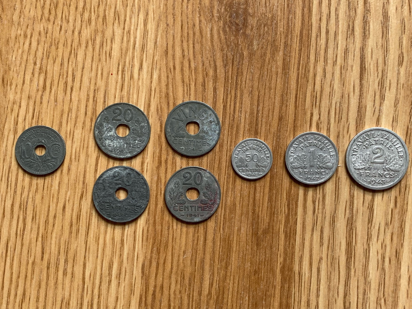 8 WW2 Vichy coins