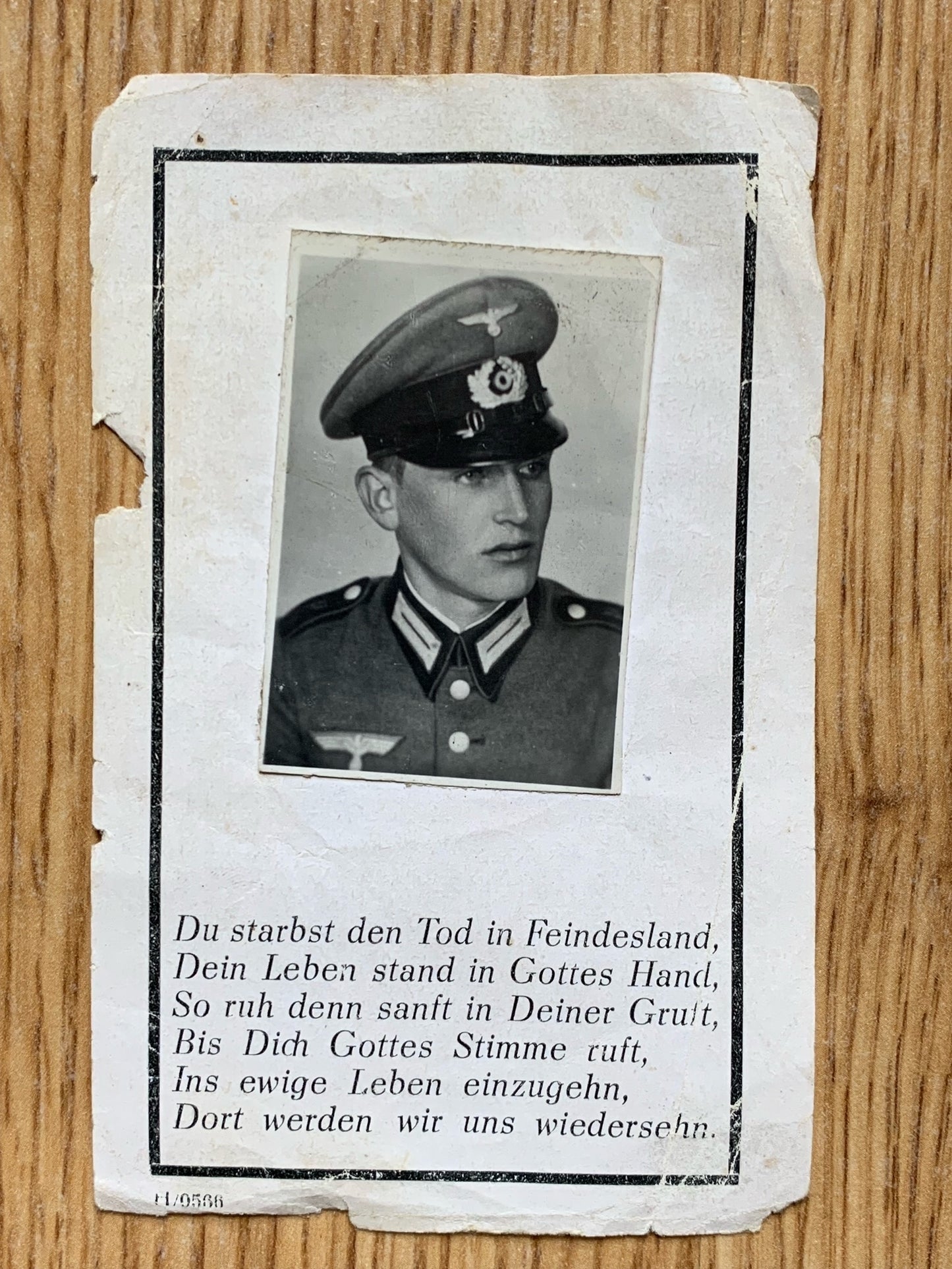 WW2 German Death Card - Veteran Panzer NCO