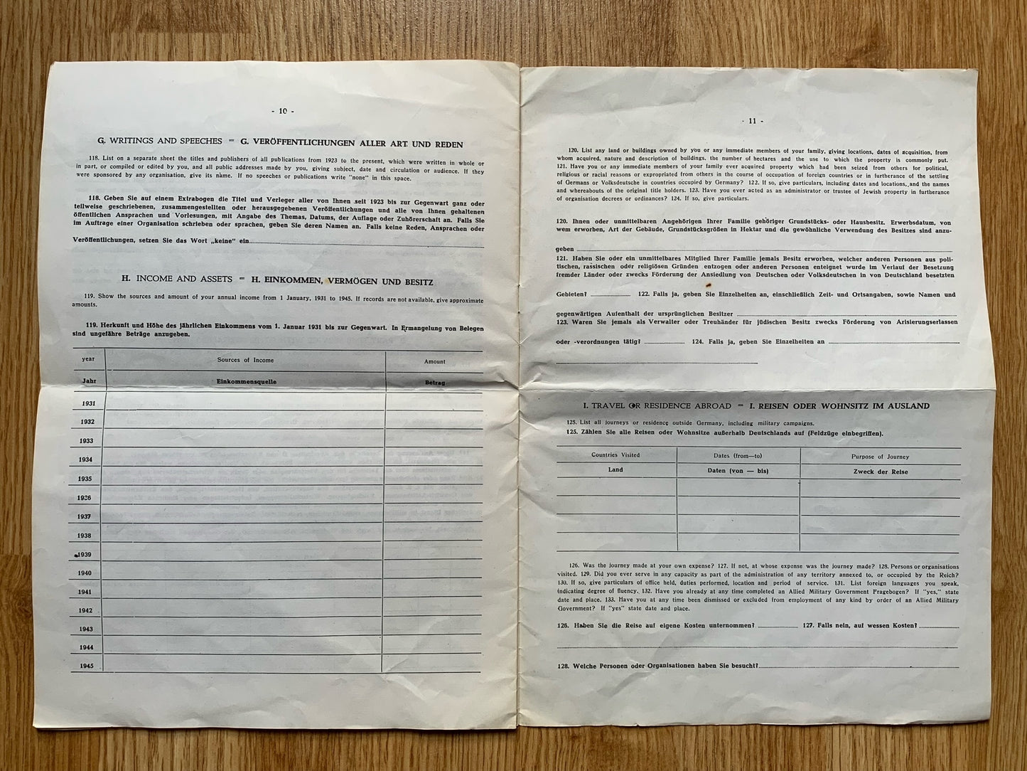 Post-WW2 Occupied Germany Denazification document