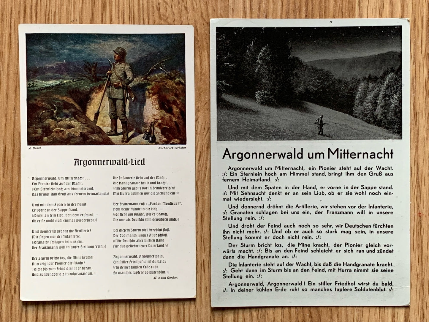 Pair of WW2 German song postcards - same song