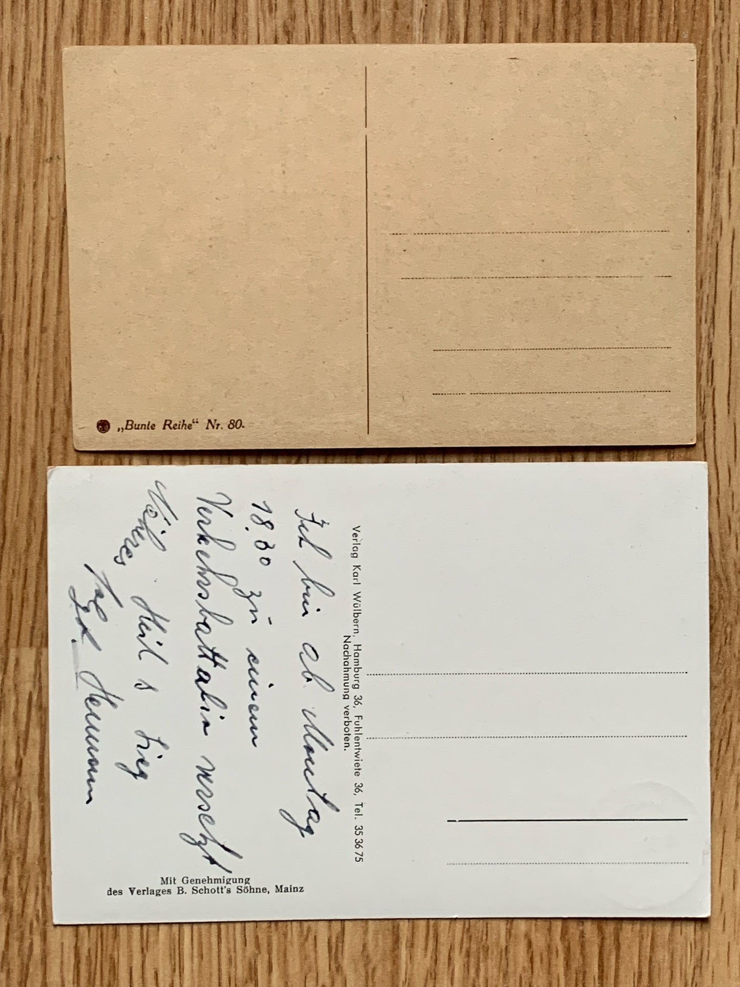 Pair of WW2 German song postcards - same song